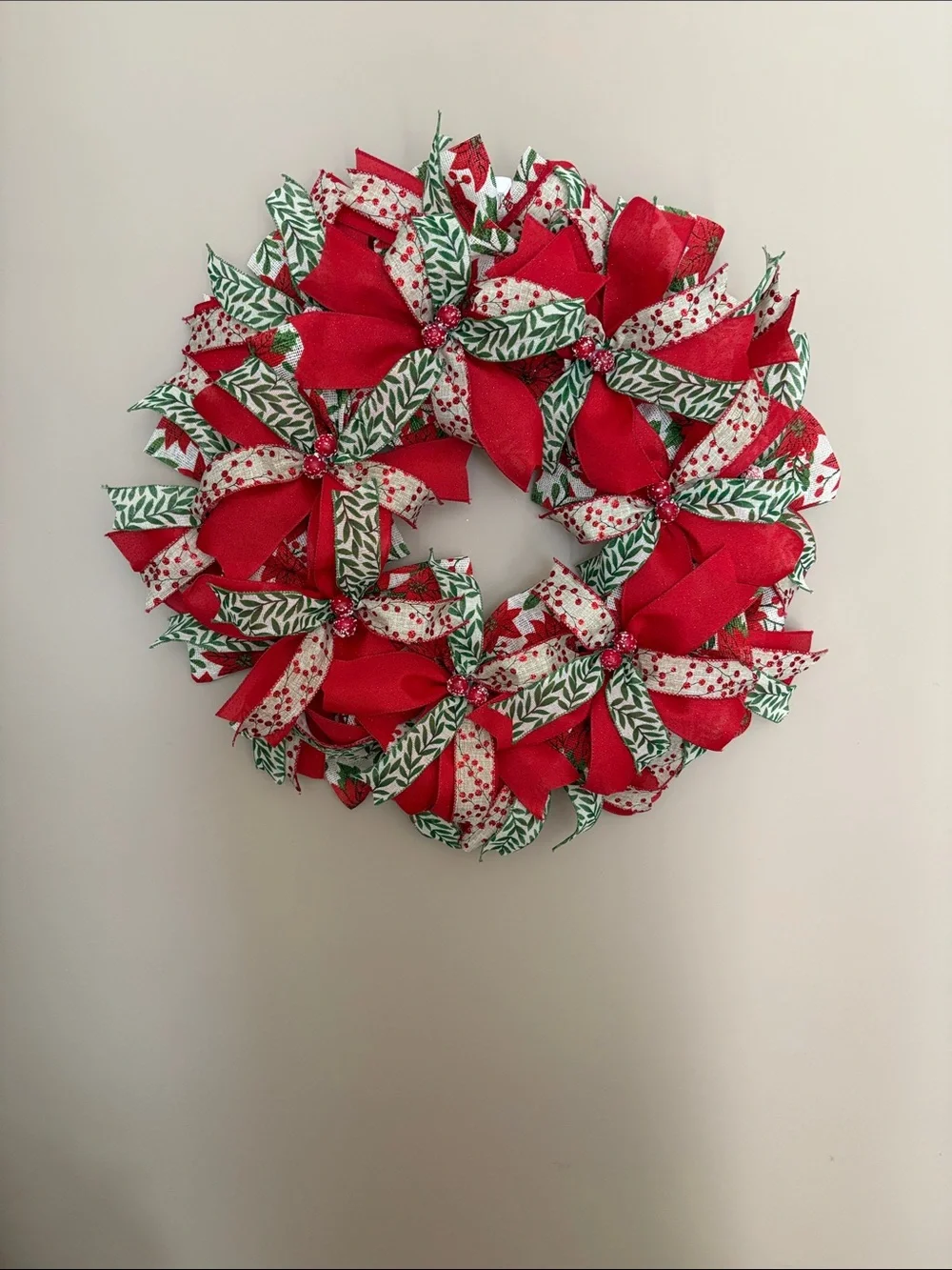 Holiday Ribbon Wreath in Red & Green